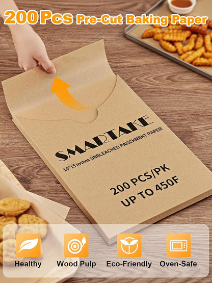 200 Pcs Parchment Paper Baking Sheets, 12x16 Inches, Non-Stick