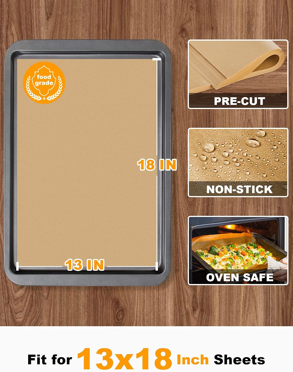 200 Pcs Parchment Paper Baking Sheets, 12x16 Inches, Non-Stick