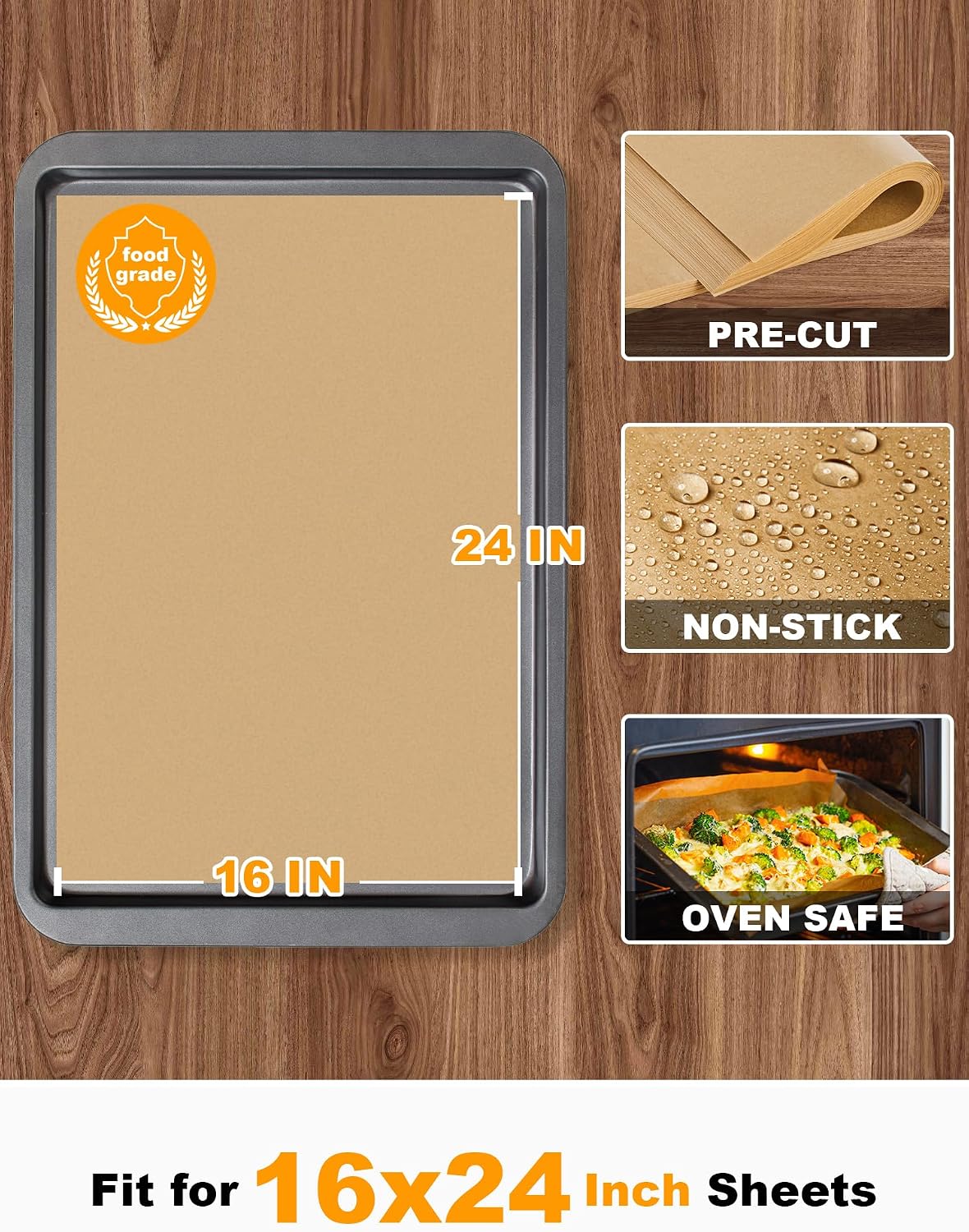 200 Pcs Parchment Paper Baking Sheets, 12x16 Inches, Non-Stick