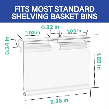 50 Pack Reusable Plastic Wire Shelf Label Holder, for Pantry Retail Merchandise Shopping Mall Store Shop Supermarket UPC Price Card Sign and Ticket Display Holder, Clip-On Design. 6cm X 4cm