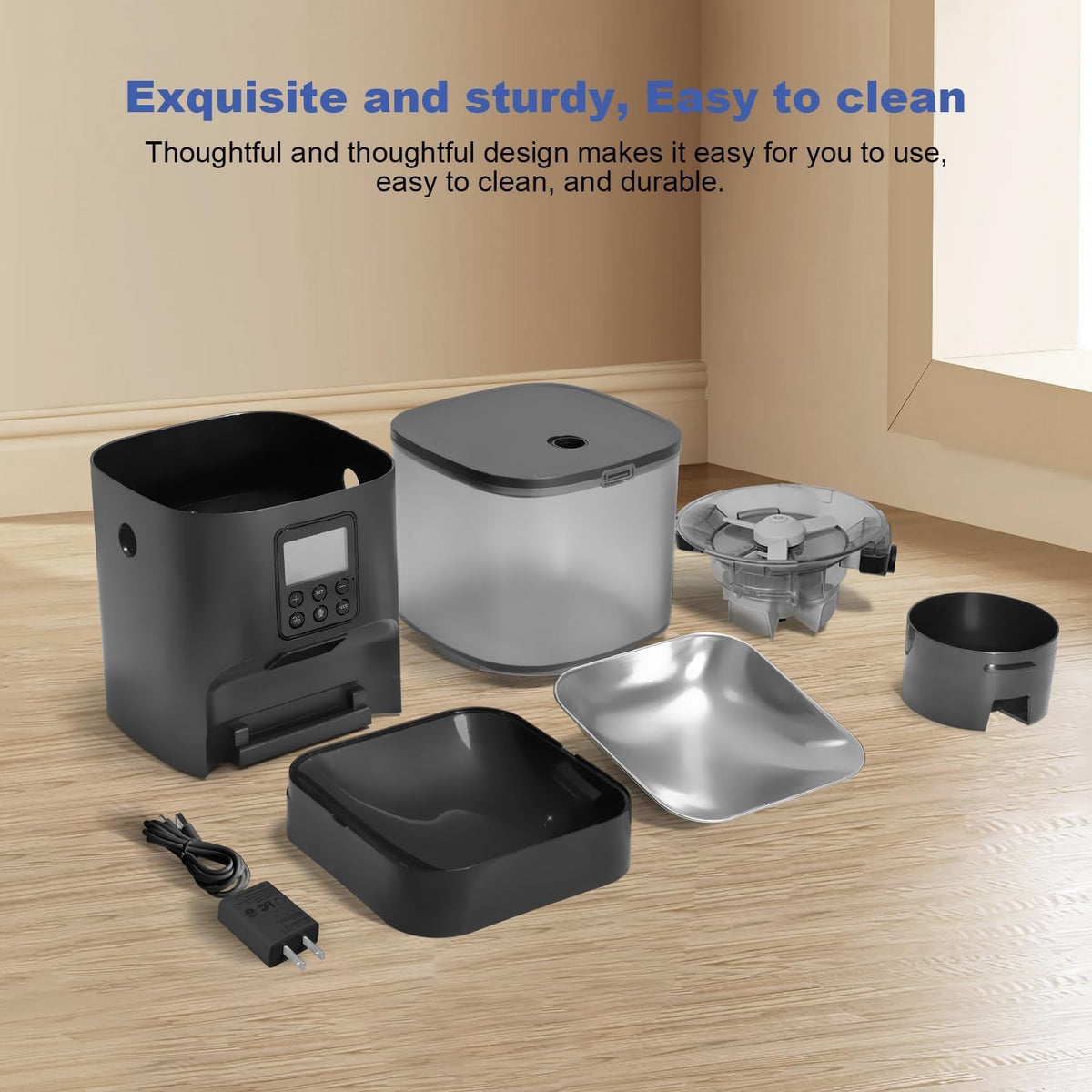 Automatic Cat Feeder, 4L Cat Food Dispenser with 10s Voice Recorder, Pet Feeder up to 8 Meals per Day, Timed Dog Feeder with Dry Food Sealed Ring