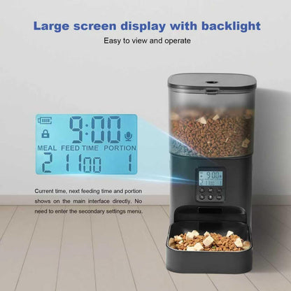 Automatic Cat Feeder, 4L Cat Food Dispenser with 10s Voice Recorder, Pet Feeder up to 8 Meals per Day, Timed Dog Feeder with Dry Food Sealed Ring
