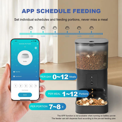 Automatic Cat Feeder, 4L Cat Food Dispenser with 10s Voice Recorder, Pet Feeder up to 8 Meals per Day, Timed Dog Feeder with Dry Food Sealed Ring