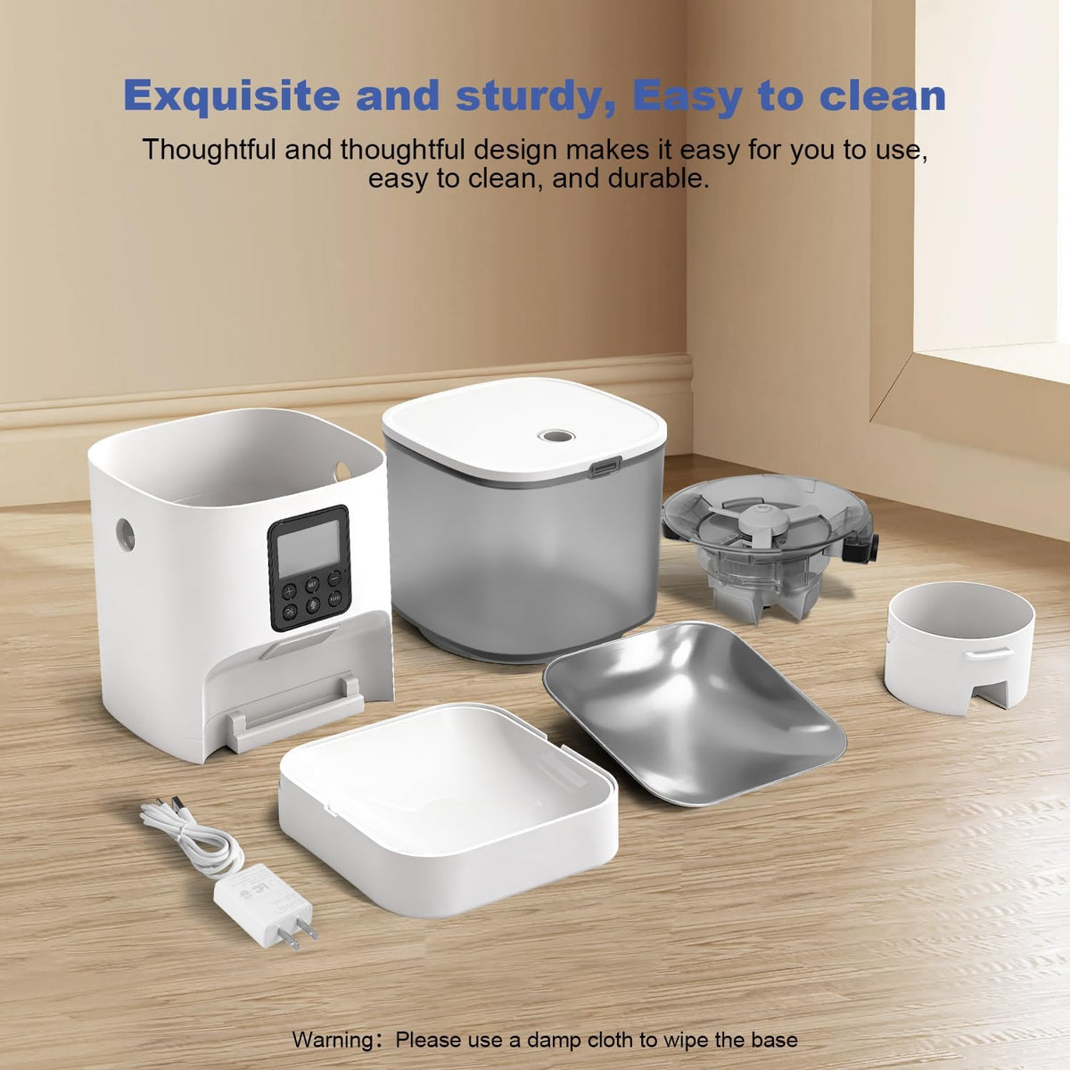 Automatic Cat Feeder, 4L Cat Food Dispenser with 10s Voice Recorder, Pet Feeder up to 8 Meals per Day, Timed Dog Feeder with Dry Food Sealed Ring