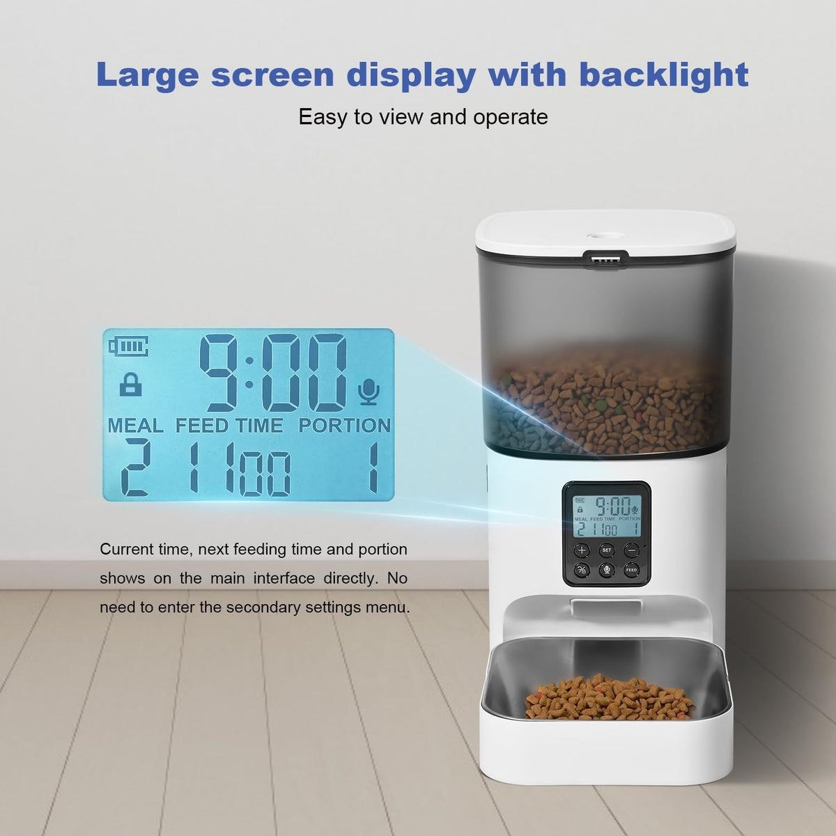 Automatic Cat Feeder, 4L Cat Food Dispenser with 10s Voice Recorder, Pet Feeder up to 8 Meals per Day, Timed Dog Feeder with Dry Food Sealed Ring