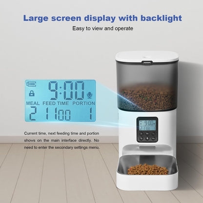 Automatic Cat Feeder, 4L Cat Food Dispenser with 10s Voice Recorder, Pet Feeder up to 8 Meals per Day, Timed Dog Feeder with Dry Food Sealed Ring