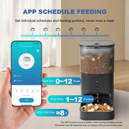 Automatic Cat Feeder, 4L Cat Food Dispenser with 10s Voice Recorder, Pet Feeder up to 8 Meals per Day, Timed Dog Feeder with Dry Food Sealed Ring
