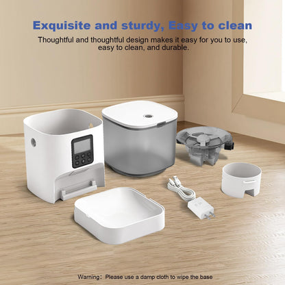Automatic Cat Feeder, 4L Cat Food Dispenser with 10s Voice Recorder, Pet Feeder up to 8 Meals per Day, Timed Dog Feeder with Dry Food Sealed Ring