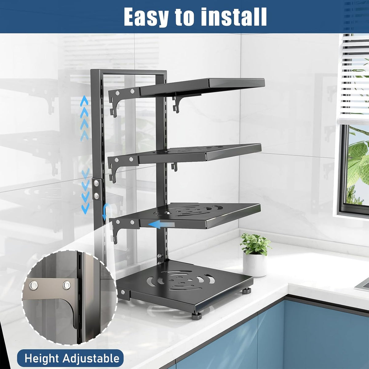 Pot Rack Organizers： 7-Tier Adjustable Heavy Duty Pan Organizer Rack for Cabinet ，Multiple Use Modes，Pot Rack & Pan Rack for Kitchen Counter and Cabinet