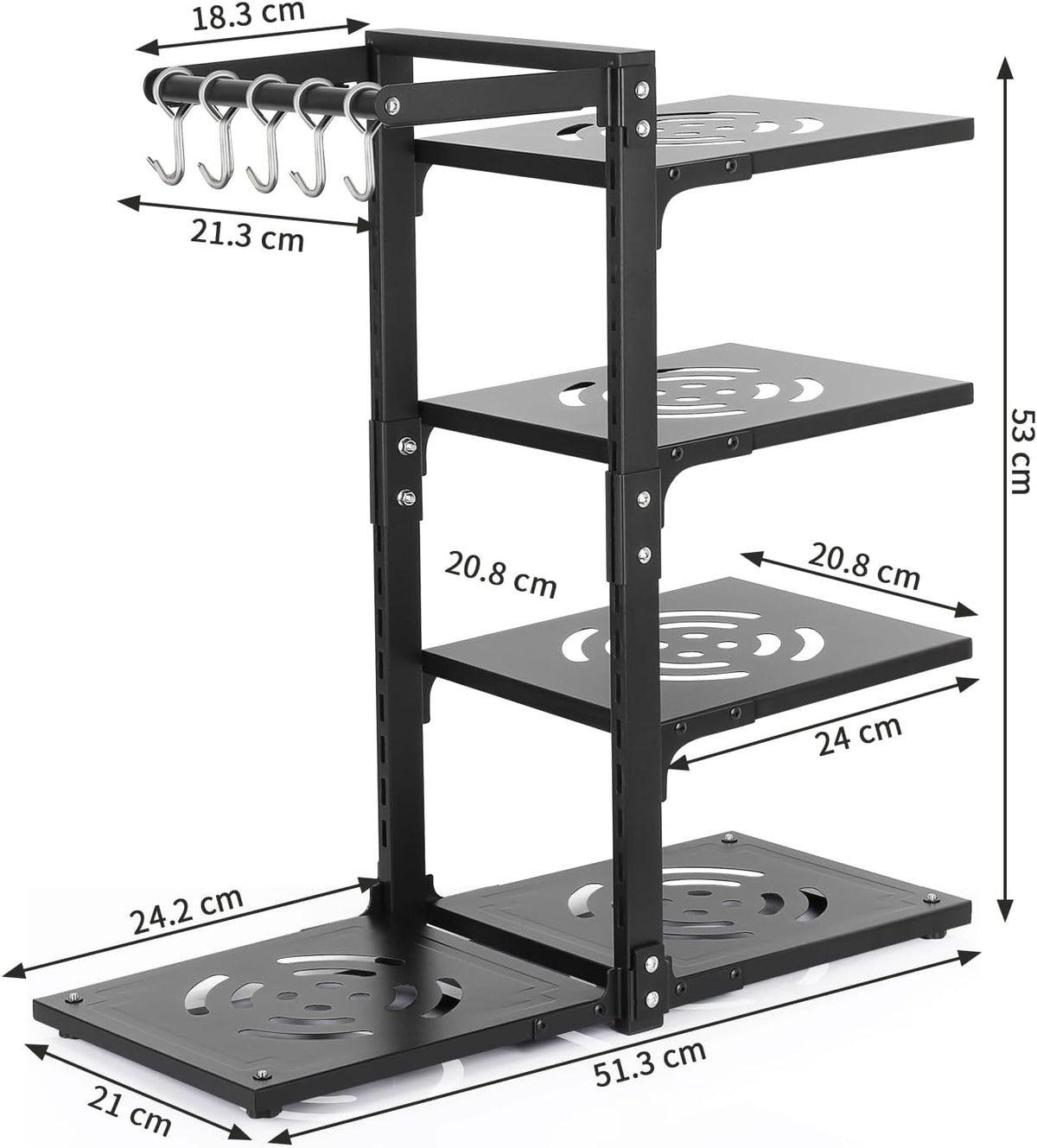 Pot Rack Organizers： 7-Tier Adjustable Heavy Duty Pan Organizer Rack for Cabinet ，Multiple Use Modes，Pot Rack & Pan Rack for Kitchen Counter and Cabinet