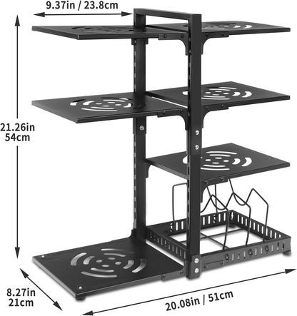 Pot Rack Organizers： 7-Tier Adjustable Heavy Duty Pan Organizer Rack for Cabinet ，Multiple Use Modes，Pot Rack & Pan Rack for Kitchen Counter and Cabinet