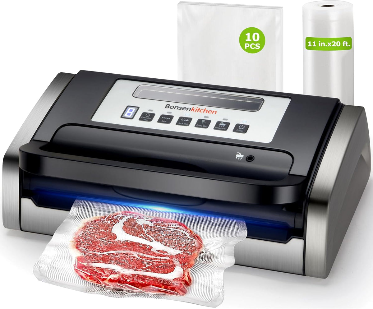 Vacuum Sealer with Easy Handle Design,1 Bag Roll & 10 Bags