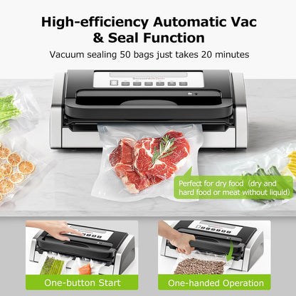Vacuum Sealer with Easy Handle Design,1 Bag Roll & 10 Bags