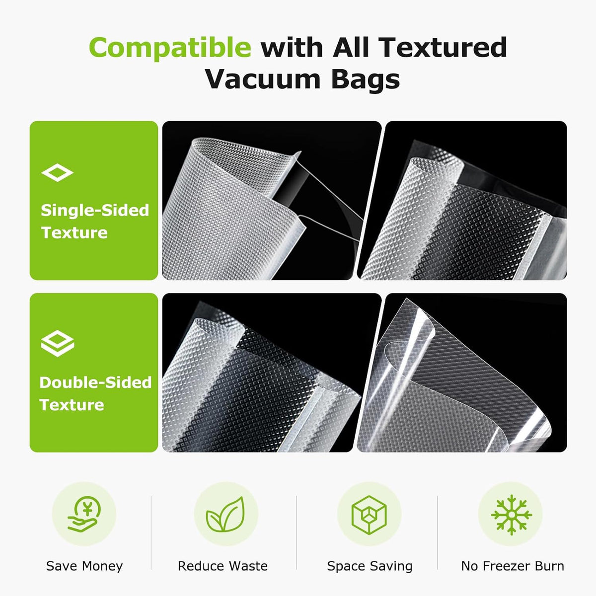 Vacuum Sealer with Easy Handle Design,1 Bag Roll & 10 Bags