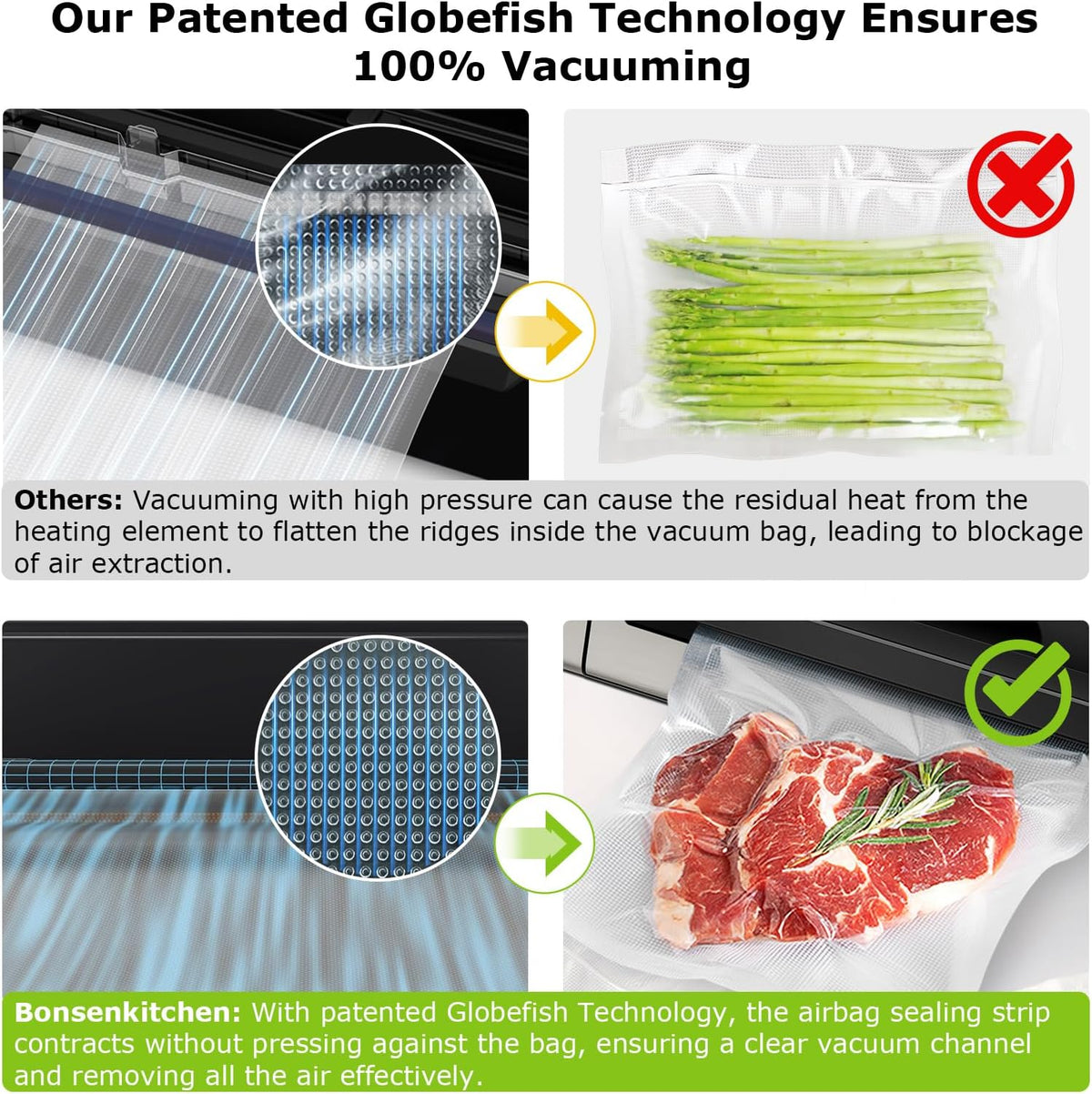 Vacuum Sealer with Easy Handle Design,1 Bag Roll & 10 Bags