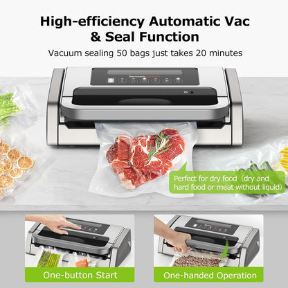 Vacuum Sealer with Easy Handle Design,1 Bag Roll & 10 Bags