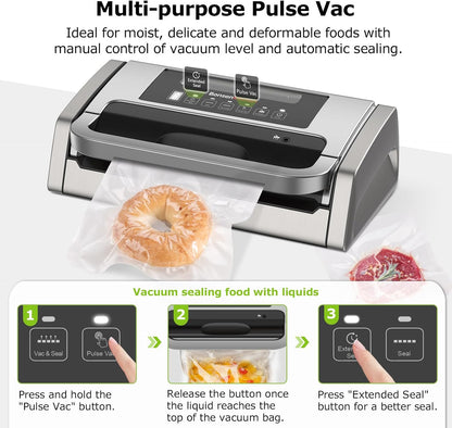 Vacuum Sealer with Easy Handle Design,1 Bag Roll & 10 Bags
