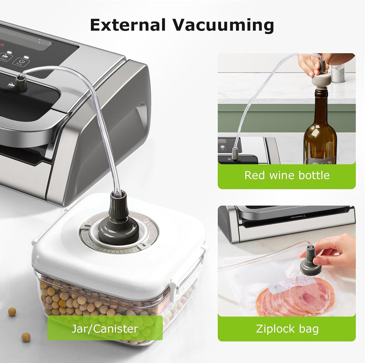 Vacuum Sealer with Easy Handle Design,1 Bag Roll & 10 Bags