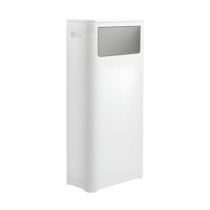 Bathroom Trash Can with Lid,Skinny 6 Gallon,White