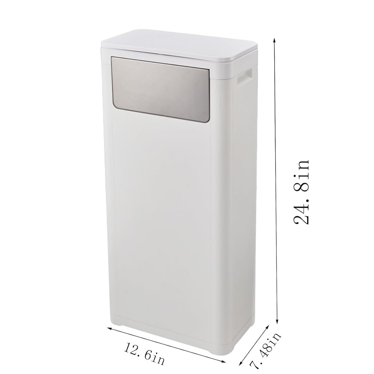 Bathroom Trash Can with Lid,Skinny 6 Gallon,White