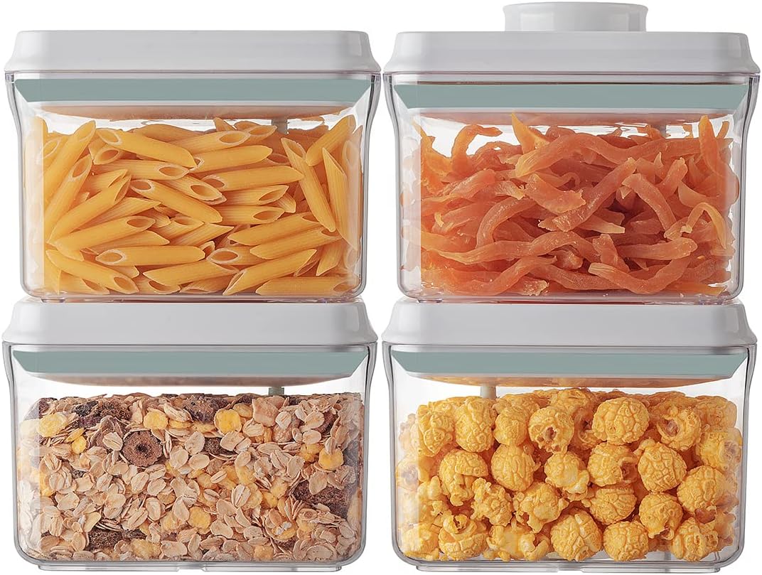 Airtight Pop Food Storage Container with Lid & 130ml Scoop, 4L/4.2qt BPA-Free Cereal, Rice, Flour, Pasta & Snack Container, Stackable & Durable,Kitchen Pantry Organizer