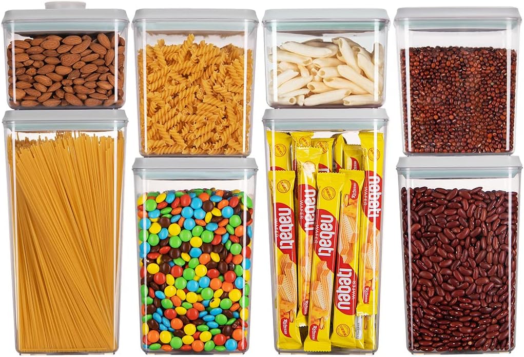 Airtight Pop Food Storage Container with Lid & 130ml Scoop, 4L/4.2qt BPA-Free Cereal, Rice, Flour, Pasta & Snack Container, Stackable & Durable,Kitchen Pantry Organizer
