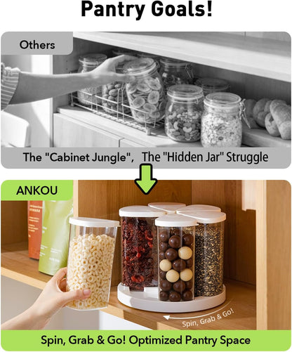 Airtight Pop Food Storage Container with Lid & 130ml Scoop, 4L/4.2qt BPA-Free Cereal, Rice, Flour, Pasta & Snack Container, Stackable & Durable,Kitchen Pantry Organizer