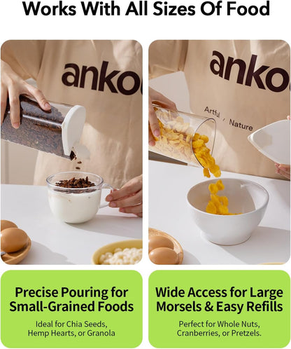 Airtight Pop Food Storage Container with Lid & 130ml Scoop, 4L/4.2qt BPA-Free Cereal, Rice, Flour, Pasta & Snack Container, Stackable & Durable,Kitchen Pantry Organizer