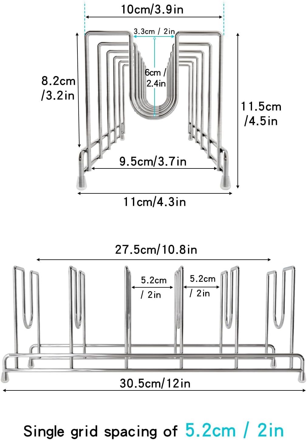 2 pieces，Kitchen Cabinet Organizer Rack for Cutting Boards, Bakeware, and Pan Storage, Stainless Steel