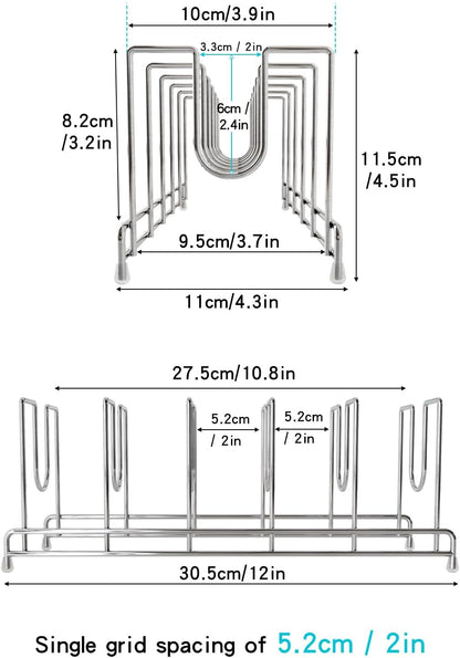 2 pieces，Kitchen Cabinet Organizer Rack for Cutting Boards, Bakeware, and Pan Storage, Stainless Steel