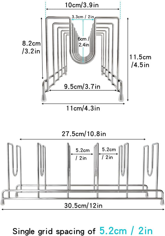 2 pieces，Kitchen Cabinet Organizer Rack for Cutting Boards, Bakeware, and Pan Storage, Stainless Steel