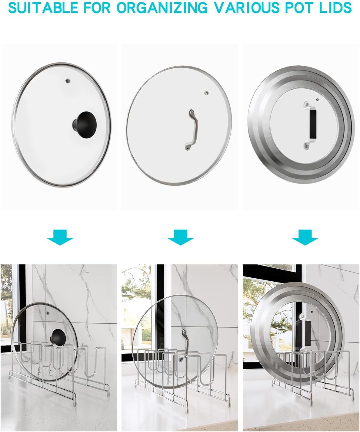 2 pieces，Kitchen Cabinet Organizer Rack for Cutting Boards, Bakeware, and Pan Storage, Stainless Steel