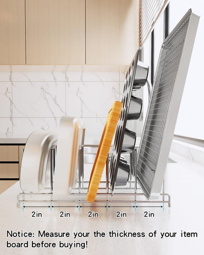 2 pieces，Kitchen Cabinet Organizer Rack for Cutting Boards, Bakeware, and Pan Storage, Stainless Steel