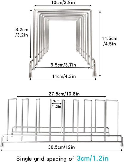 2 pieces，Kitchen Cabinet Organizer Rack for Cutting Boards, Bakeware, and Pan Storage, Stainless Steel