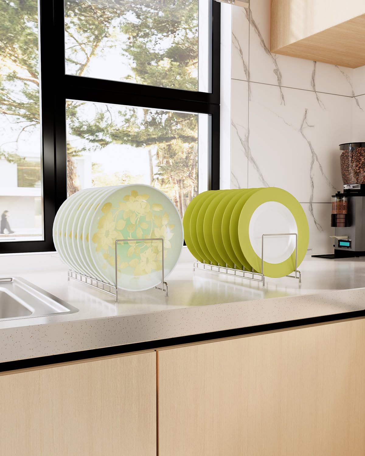 2 pieces，Kitchen Cabinet Organizer Rack for Cutting Boards, Bakeware, and Pan Storage, Stainless Steel