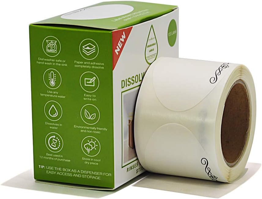 120 Stickers Dissolvable Food Labels for Containers 1 1/2" x 2 1/2" Canning Labels for Jars (Roll of 120) (1 Rolls)