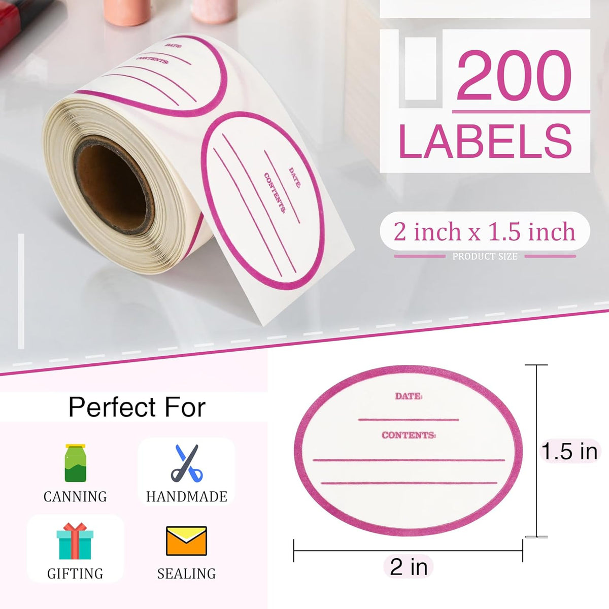 120 Stickers Dissolvable Food Labels for Containers 1 1/2" x 2 1/2" Canning Labels for Jars (Roll of 120) (1 Rolls)