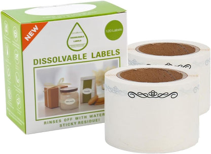 120 Stickers Dissolvable Food Labels for Containers 1 1/2" x 2 1/2" Canning Labels for Jars (Roll of 120) (1 Rolls)