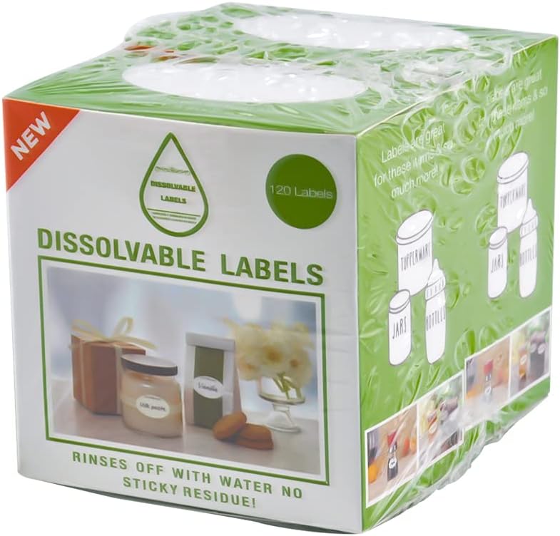 120 Stickers Dissolvable Food Labels for Containers 1 1/2" x 2 1/2" Canning Labels for Jars (Roll of 120) (1 Rolls)