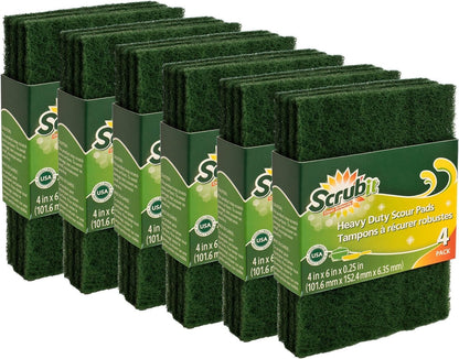 Scouring Pads - Heavy Duty Household Cleaning Scrubber with Non-Scratch Anti-Grease Technology - Reusable Scrubbing Pads - Green, 12 Pack