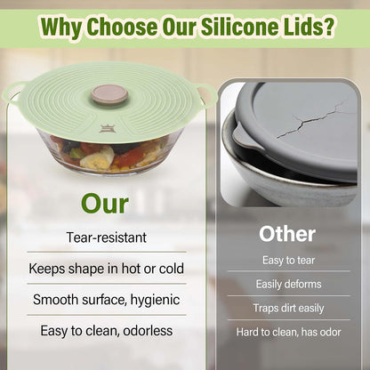 Silicone Lids for Bowl 8 Pack, Microwave Splatter Cover with 6 Sizes Reusable Heat Resistant Lids Fits Cups, Bowls, Plates, Pots, Pans, Skillets, Stove Top, Oven, Fridge Dishwasher Safe