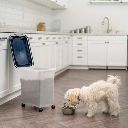 Dog Food Storage Container, Up to 30 lbs, Gray/Dark Gray | Made in the USA, Comes w/ Wheels & 2-Cup Scoop, Airtight Seal, BPA-Free, Kibbles, Bird Seed, Cat food, Cat Litter, Pellets