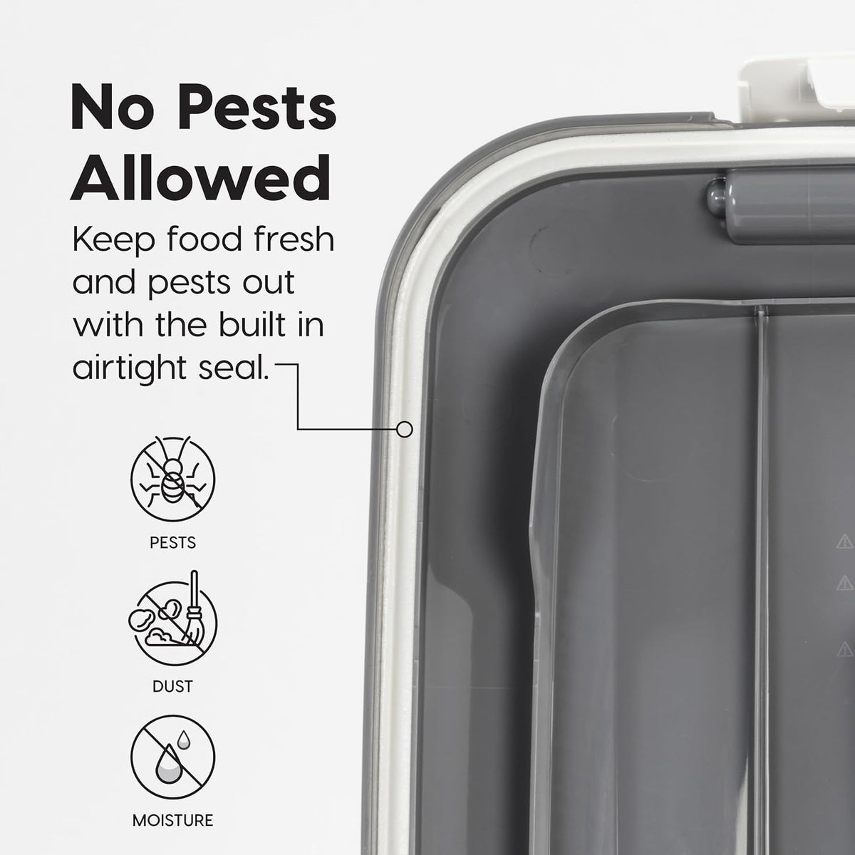 Dog Food Storage Container, Up to 30 lbs, Gray/Dark Gray | Made in the USA, Comes w/ Wheels & 2-Cup Scoop, Airtight Seal, BPA-Free, Kibbles, Bird Seed, Cat food, Cat Litter, Pellets