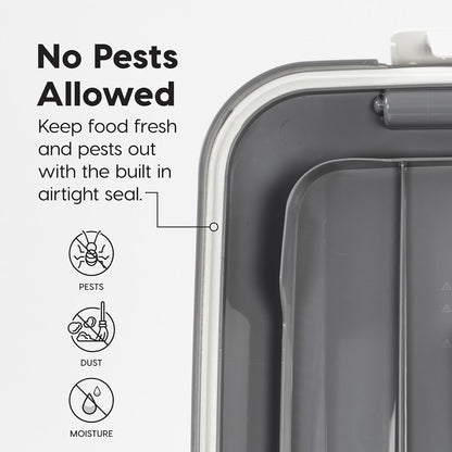 Dog Food Storage Container, Up to 30 lbs, Gray/Dark Gray | Made in the USA, Comes w/ Wheels & 2-Cup Scoop, Airtight Seal, BPA-Free, Kibbles, Bird Seed, Cat food, Cat Litter, Pellets