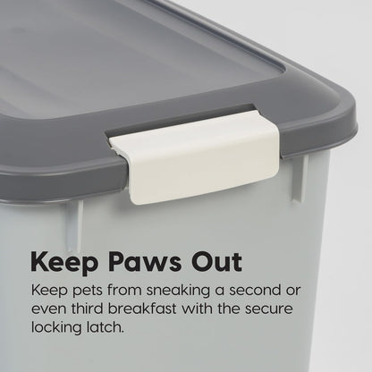 Dog Food Storage Container, Up to 30 lbs, Gray/Dark Gray | Made in the USA, Comes w/ Wheels & 2-Cup Scoop, Airtight Seal, BPA-Free, Kibbles, Bird Seed, Cat food, Cat Litter, Pellets