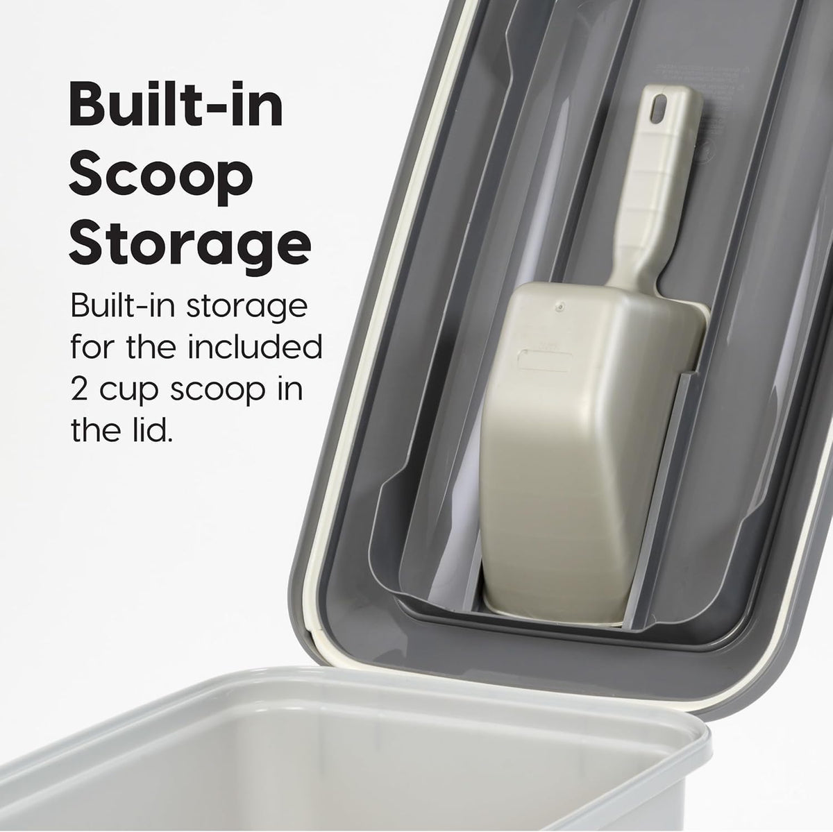 Dog Food Storage Container, Up to 30 lbs, Gray/Dark Gray | Made in the USA, Comes w/ Wheels & 2-Cup Scoop, Airtight Seal, BPA-Free, Kibbles, Bird Seed, Cat food, Cat Litter, Pellets