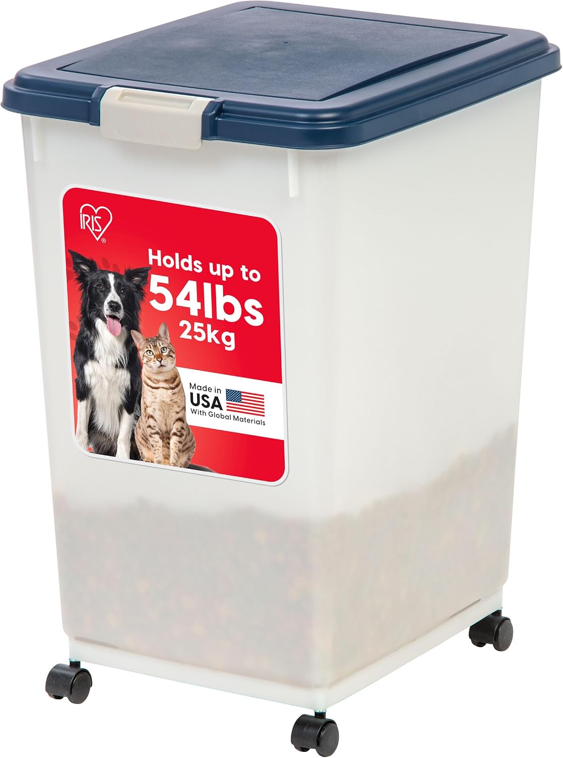 Dog Food Storage Container, Up to 30 lbs, Gray/Dark Gray | Made in the USA, Comes w/ Wheels & 2-Cup Scoop, Airtight Seal, BPA-Free, Kibbles, Bird Seed, Cat food, Cat Litter, Pellets