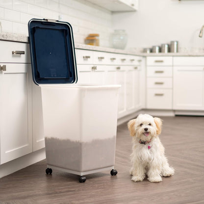 Dog Food Storage Container, Up to 30 lbs, Gray/Dark Gray | Made in the USA, Comes w/ Wheels & 2-Cup Scoop, Airtight Seal, BPA-Free, Kibbles, Bird Seed, Cat food, Cat Litter, Pellets
