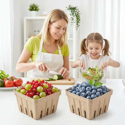30 Pack Natural Pulp Fiber Berry Basket,Small Molded Produce Vented Basket