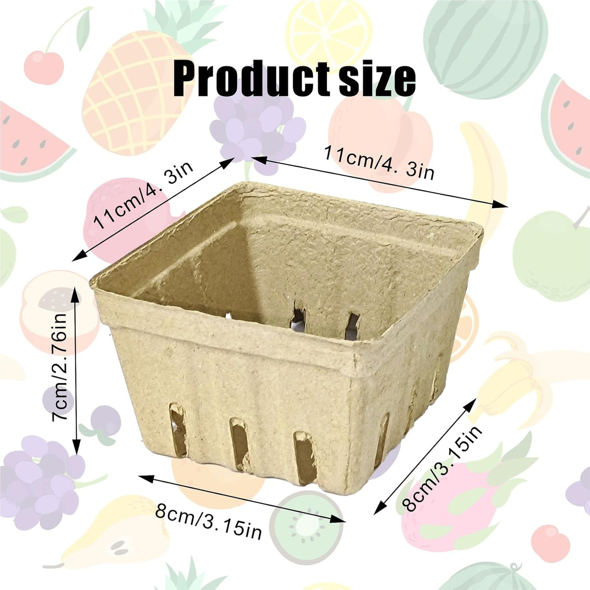 30 Pack Natural Pulp Fiber Berry Basket,Small Molded Produce Vented Basket
